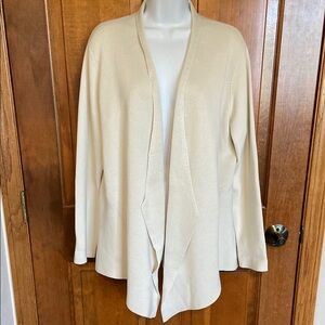Eileen Fisher Cream Open-Front Drape Cardigan